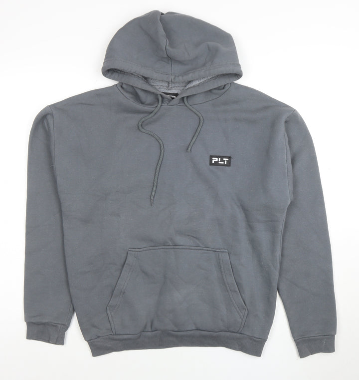 PrettyLittleThing Unisex Grey Pullover Hoodie Size XS Fleece Logo