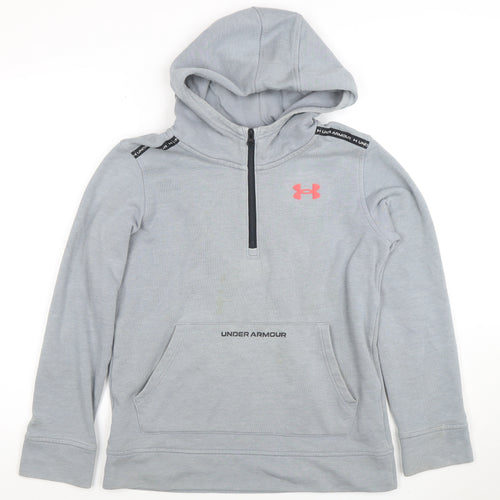 Under Armour Boys Grey 1/2 Zip Hoodie Cotton Blend YLG