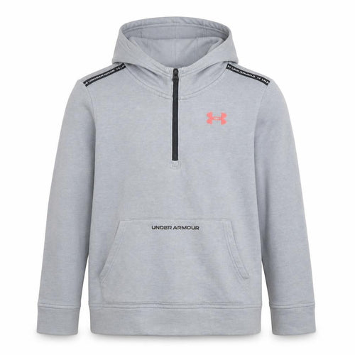 Under Armour Boys Grey 1/2 Zip Hoodie Cotton Blend YLG