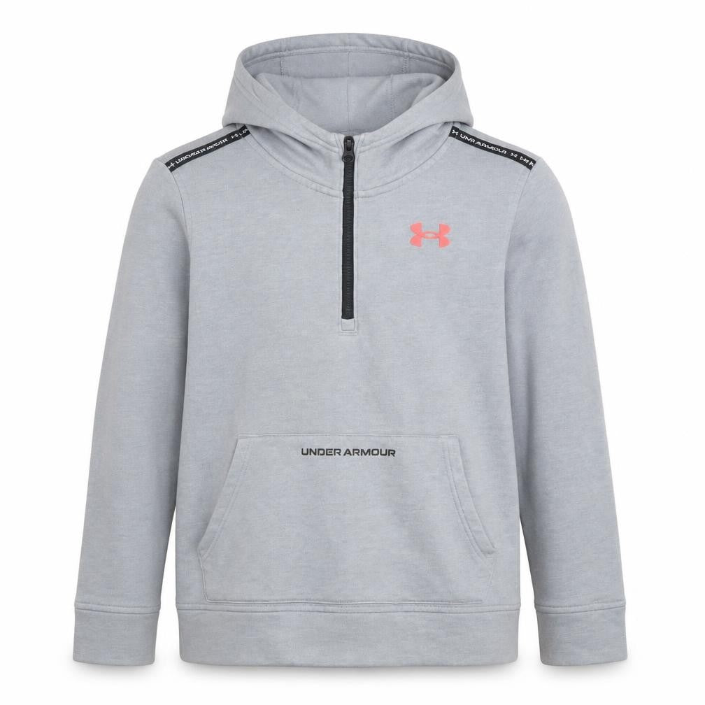 Under Armour Boys Grey 1/2 Zip Hoodie Cotton Blend YLG
