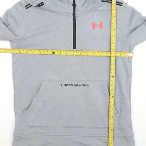 Under Armour Boys Grey 1/2 Zip Hoodie Cotton Blend YLG