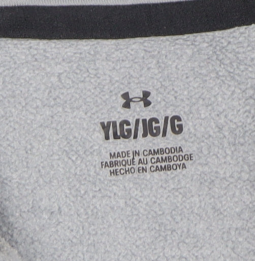 Under Armour Boys Grey 1/2 Zip Hoodie Cotton Blend YLG