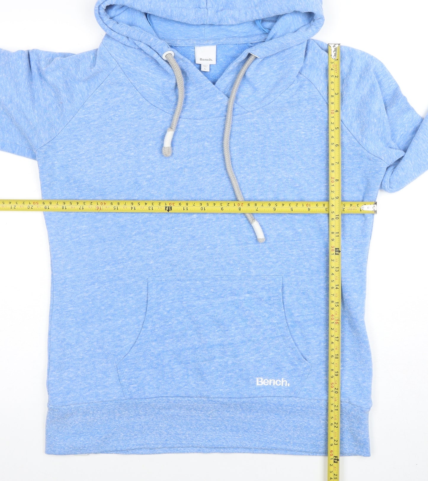 Bench Men's Blue Pullover Hoodie L Regular Cotton Blend