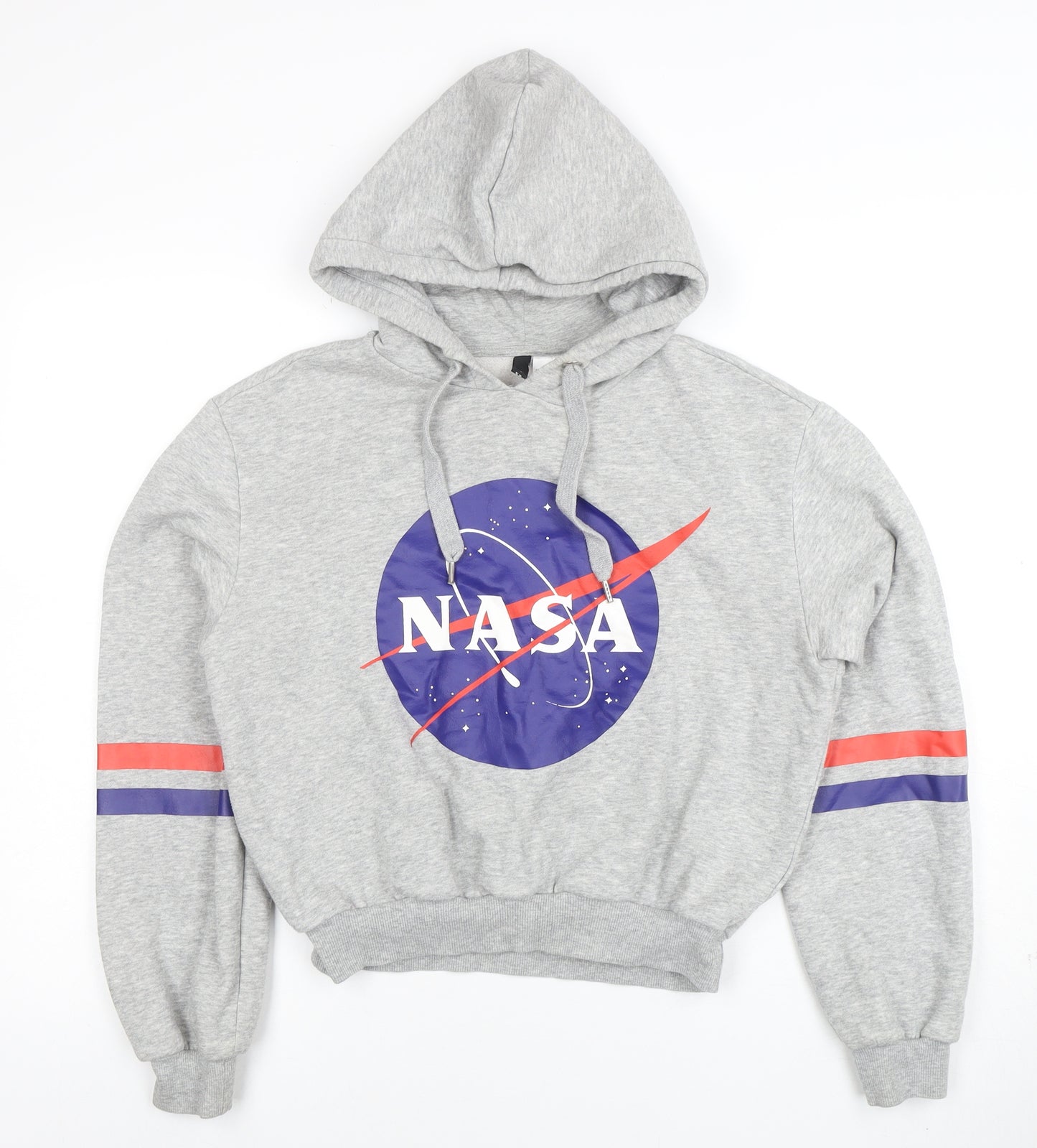 H&M Divided Women's Grey NASA Hooded Pullover Sweatshirt Size S