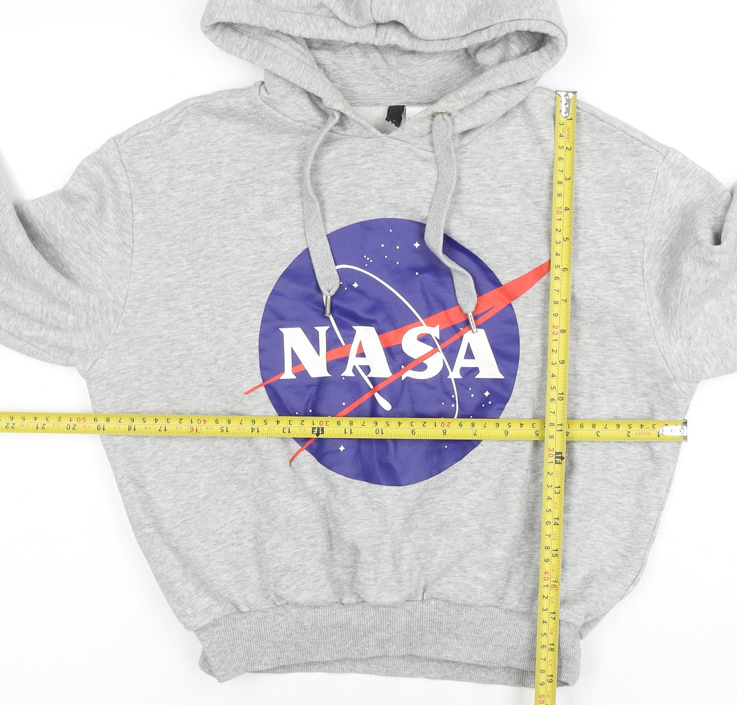 H&M Divided Women's Grey NASA Hooded Pullover Sweatshirt Size S