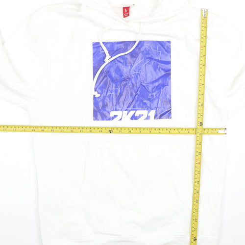 Mitchell & Ness Men's White Hoodie L Graphic Print Pullover Cotton Blend