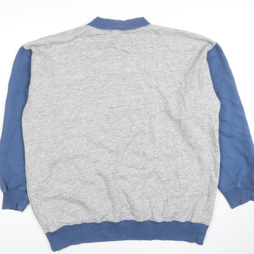 Neva-Da Women’s Grey & Blue Pullover Sweatshirt L Graphic Print