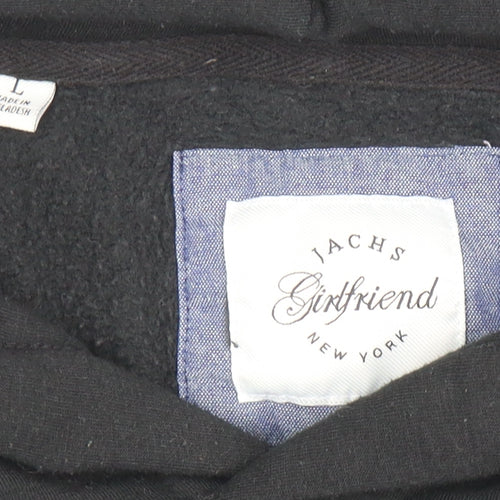 JACHS Girlfriend Women Black Pullover Hoodie L Cotton Blend Fleece