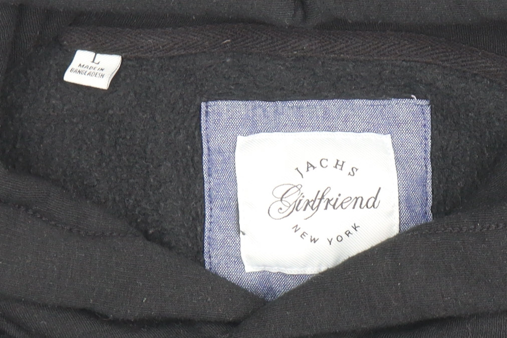 JACHS Girlfriend Women Black Pullover Hoodie L Cotton Blend Fleece