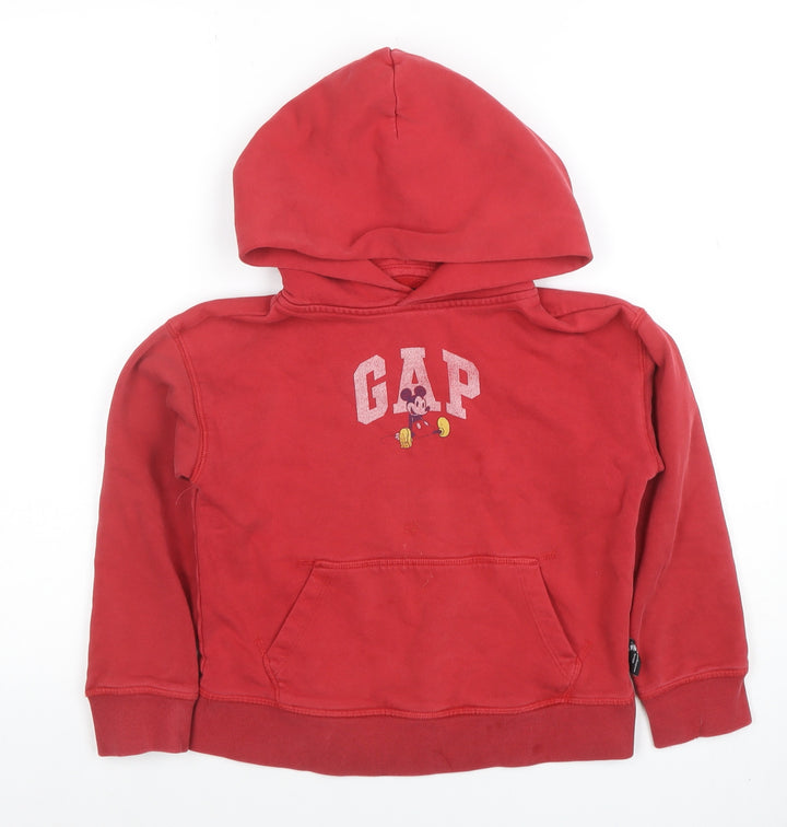 GAP x Disney Boys Red Pullover Hoodie Small Mickey Mouse Cotton Blend