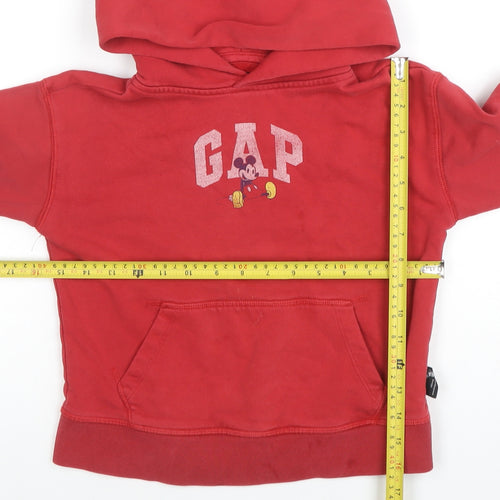 GAP x Disney Boys Red Pullover Hoodie Small Mickey Mouse Cotton Blend