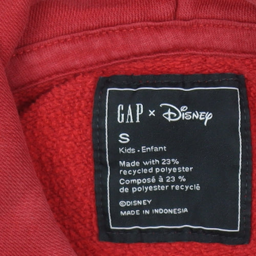 GAP x Disney Boys Red Pullover Hoodie Small Mickey Mouse Cotton Blend