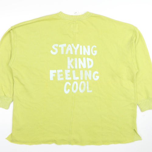 Aerie Womens Green XS Pullover Sweatshirt Crew Neck Graphic Print Cotton