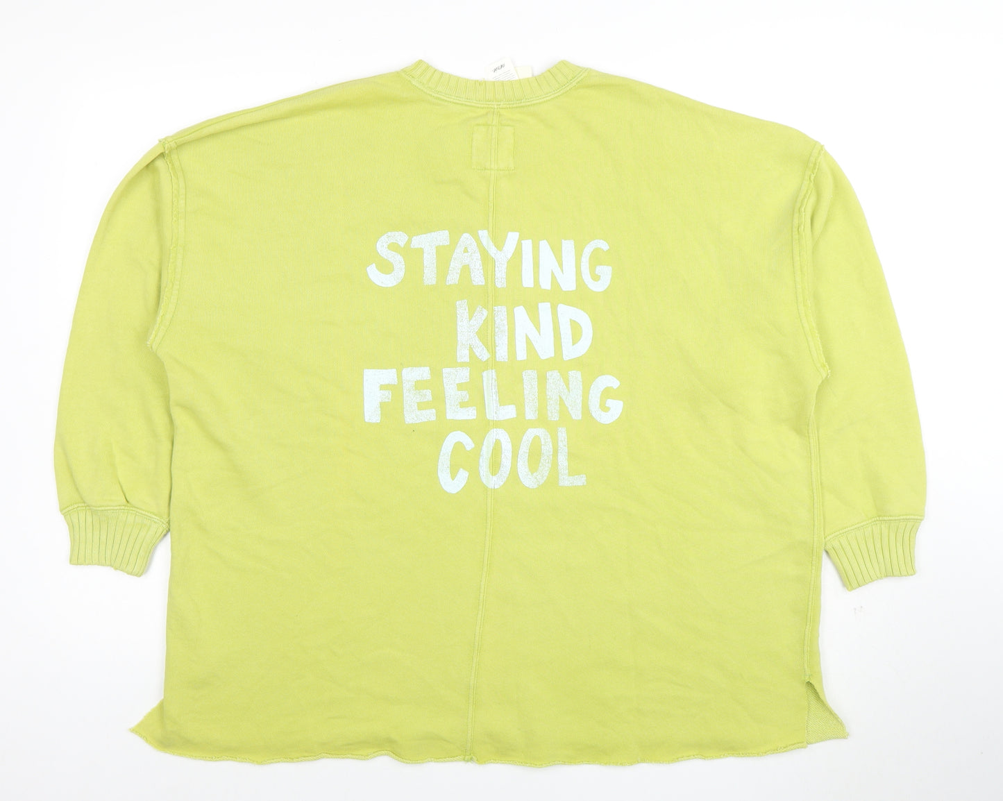Aerie Womens Green XS Pullover Sweatshirt Crew Neck Graphic Print Cotton