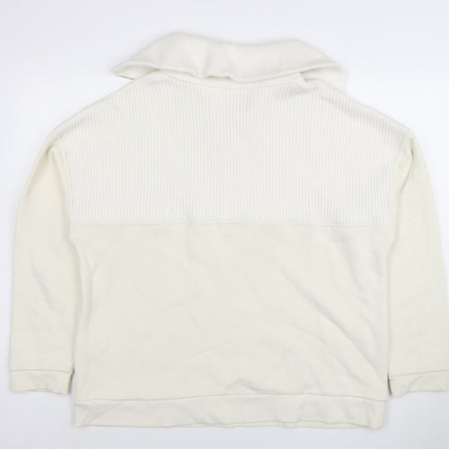 Zara Men Ivory Knit 1/2 Zip High Neck Sweatshirt Size L