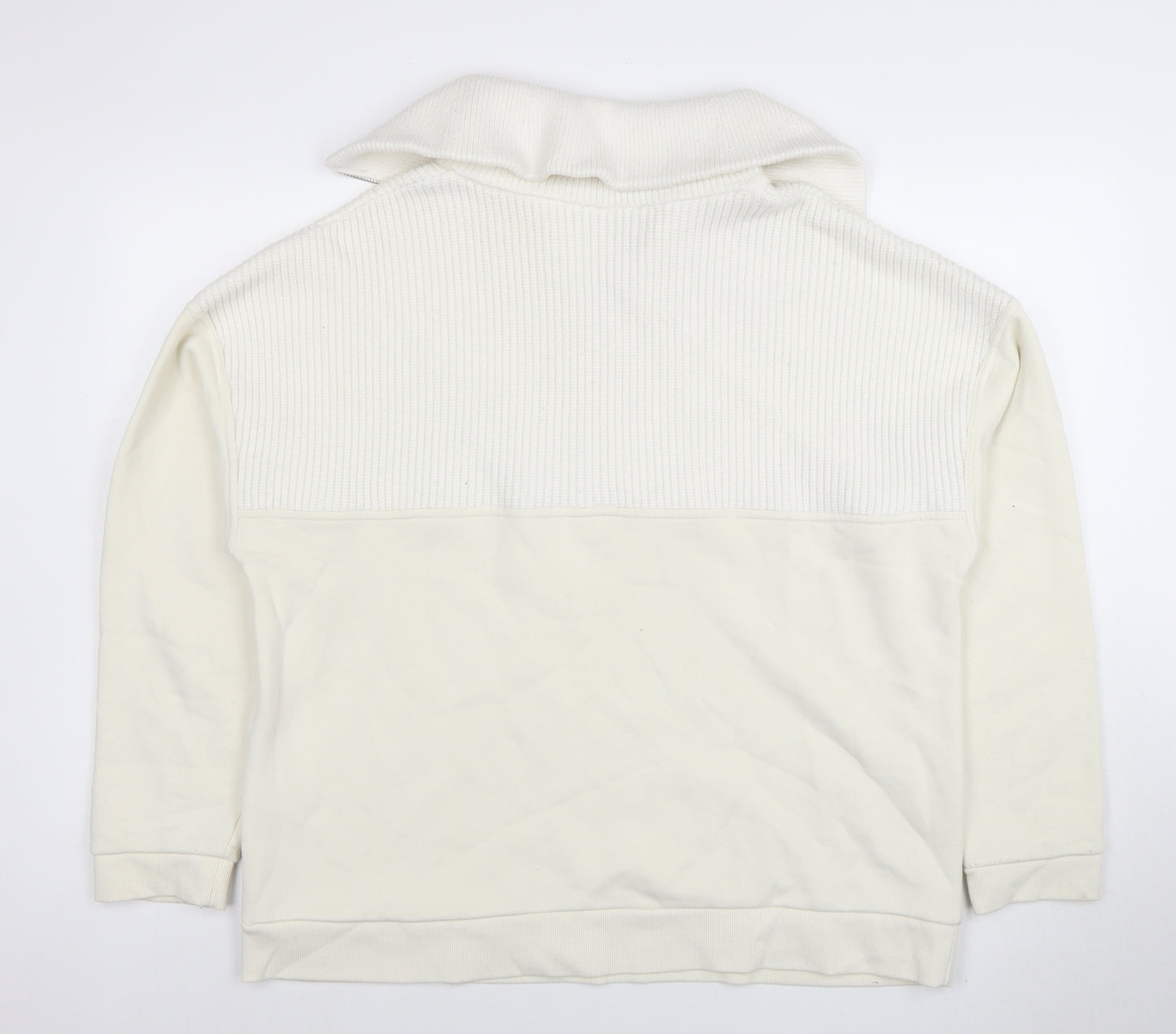 Zara Men Ivory Knit 1/2 Zip High Neck Sweatshirt Size L