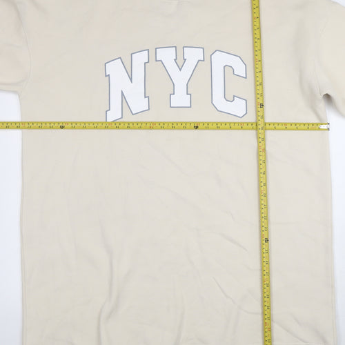 Boohoo Women Beige NYC Long Sleeve T-Shirt Dress Size 16