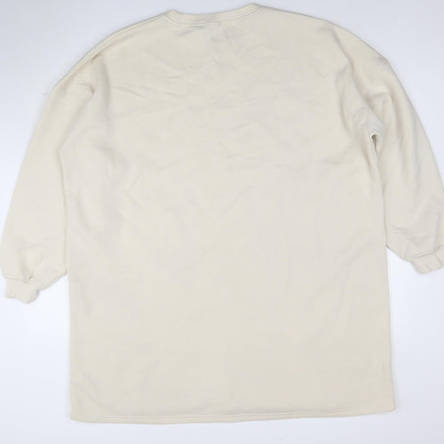 Boohoo Women Beige NYC Long Sleeve T-Shirt Dress Size 16