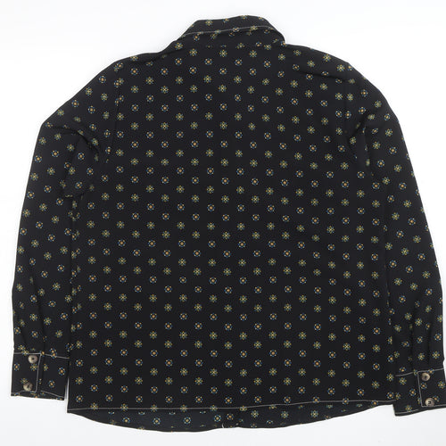 Red Herring Womens Black Geometric Long Sleeve Button-Up Shirt Size 14