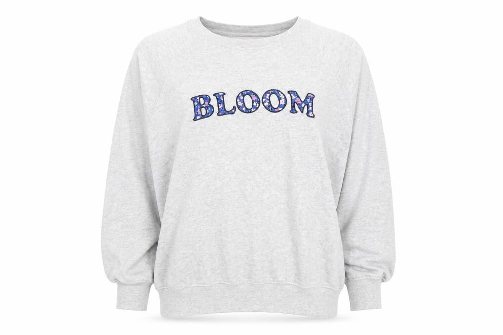Marks and Spencer Women Grey Bloom Embroidered Cotton Sweatshirt Size 16
