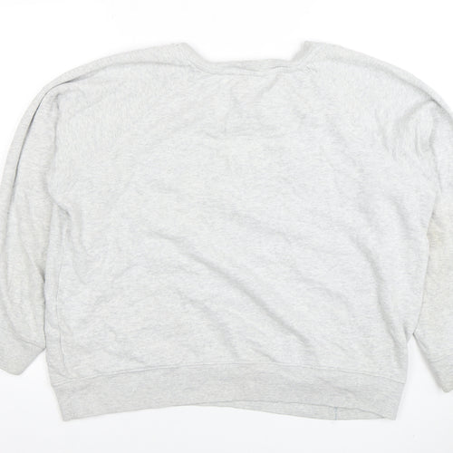Marks and Spencer Women Grey Bloom Embroidered Cotton Sweatshirt Size 16