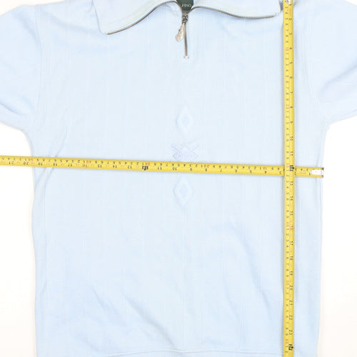 Golfino Men's Blue Cotton Blend 1/2 Zip Golf Jumper Size S