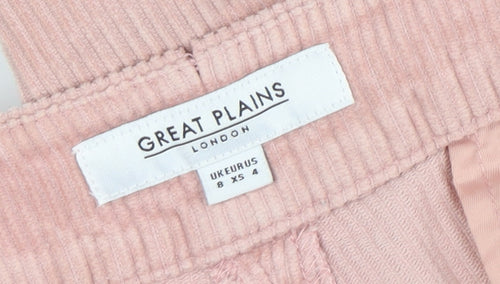 Great Plains Women Pink Corduroy Straight Trousers Size 8