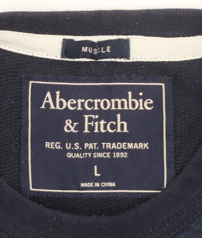 Abercrombie & Fitch Men Blue L Pullover Crew Neck Sweatshirt