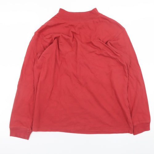 Jumper Mens Red Mock Neck Long Sleeve Cotton T-Shirt Size S