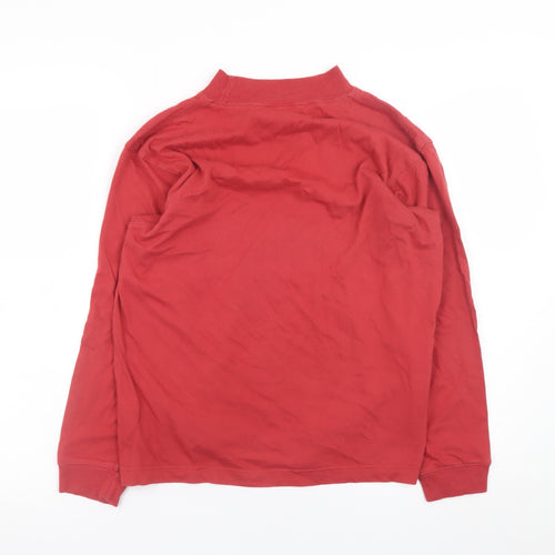 Jumper Mens Red Mock Neck Long Sleeve Cotton T-Shirt Size S