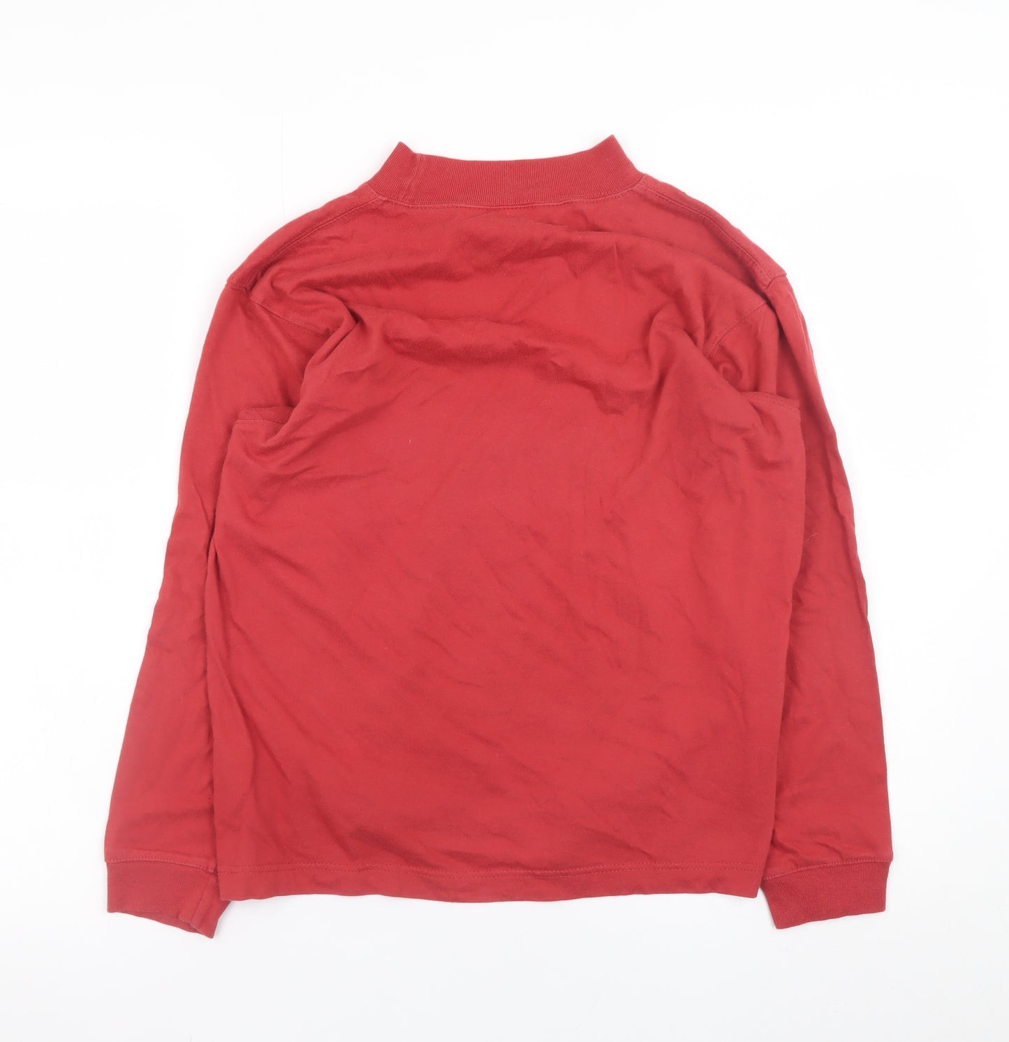 Jumper Mens Red Mock Neck Long Sleeve Cotton T-Shirt Size S