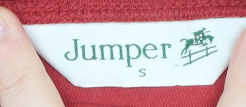 Jumper Mens Red Mock Neck Long Sleeve Cotton T-Shirt Size S
