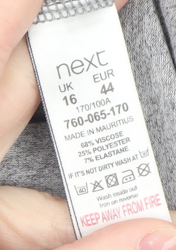 Next Womens Grey Long Sleeve Scoop Neck Jersey Top Size 16