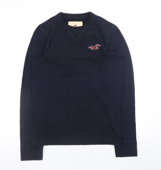 Hollister Men’s Navy Long Sleeve Crew Neck T-Shirt Size S Cotton