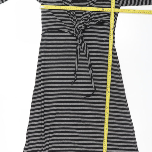 Masai Women Grey Striped A-Line Knee Length Jersey Dress S