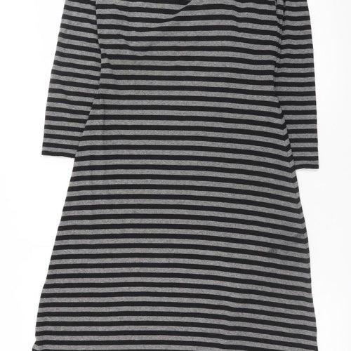 Masai Women Grey Striped A-Line Knee Length Jersey Dress S