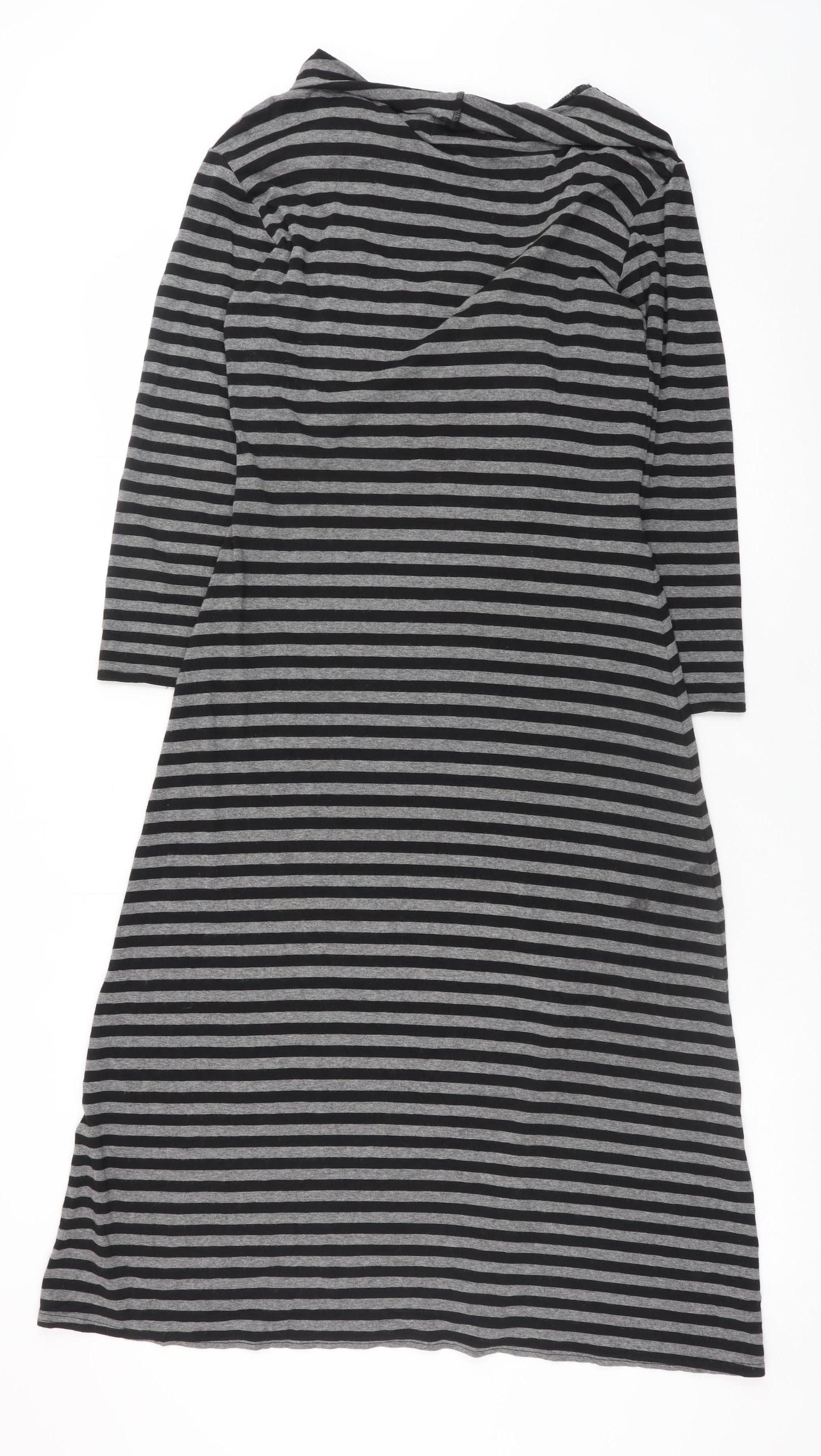 Masai Women Grey Striped A-Line Knee Length Jersey Dress S