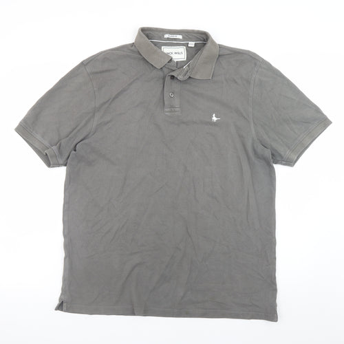 Jack Wills Men's Grey Cotton Polo Shirt L Regular Fit