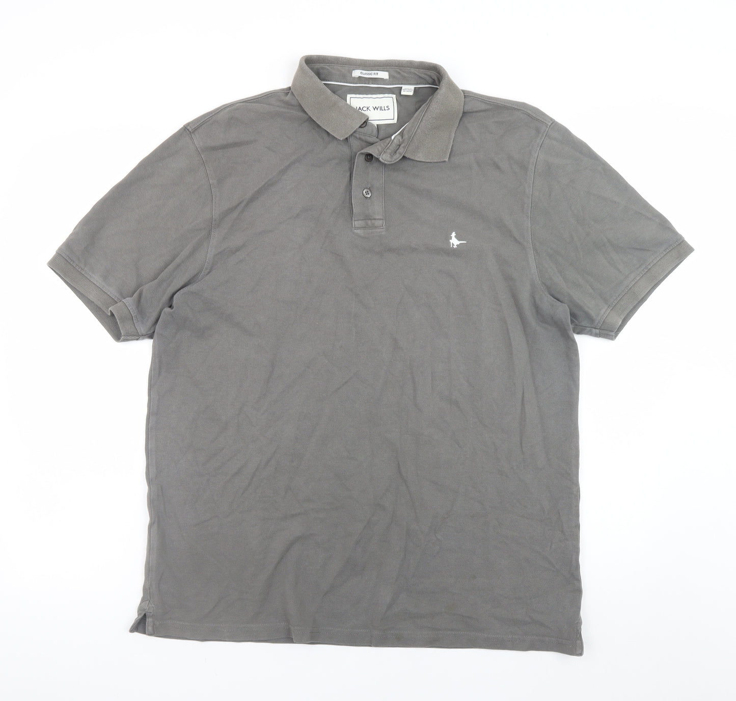 Jack Wills Men's Grey Cotton Polo Shirt L Regular Fit