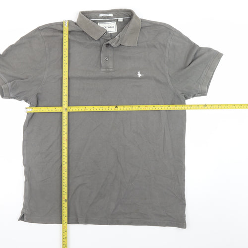 Jack Wills Men's Grey Cotton Polo Shirt L Regular Fit