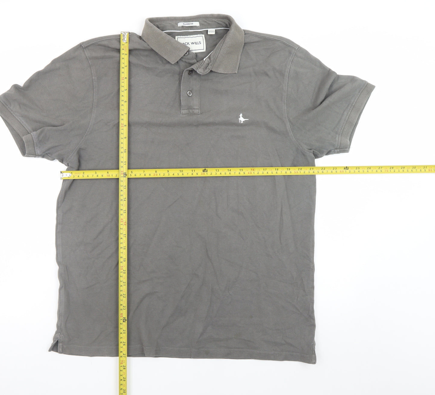 Jack Wills Men's Grey Cotton Polo Shirt L Regular Fit
