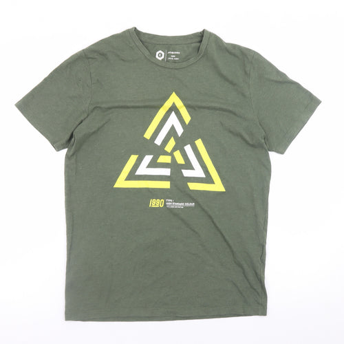 Jack & Jones Men's Green 90s Graphic Crew Neck T-Shirt Size S