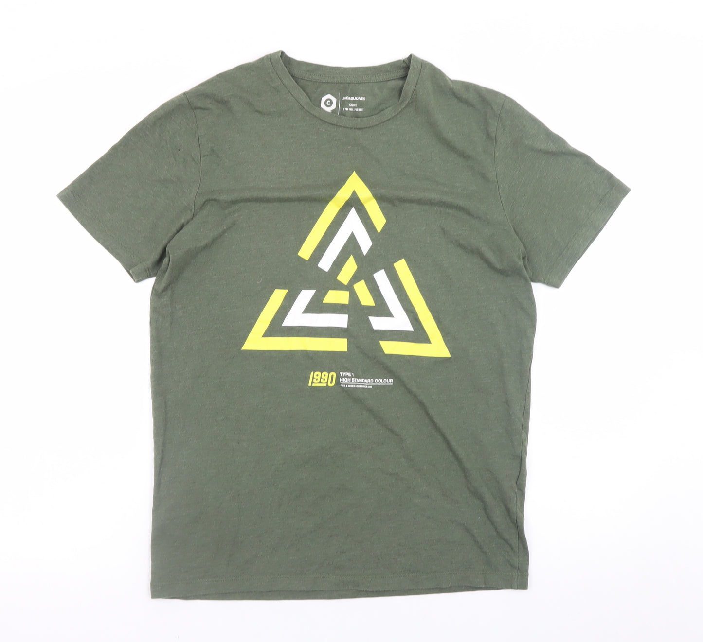 Jack & Jones Men's Green 90s Graphic Crew Neck T-Shirt Size S