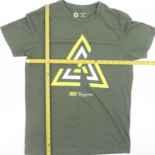 Jack & Jones Men's Green 90s Graphic Crew Neck T-Shirt Size S
