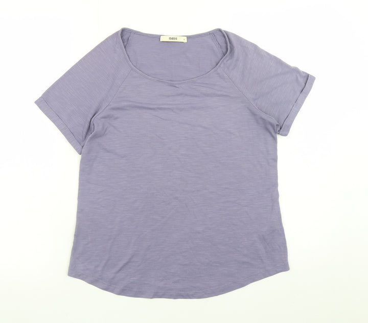 Oasis Women Purple Short Sleeve Basic T-Shirt Size S
