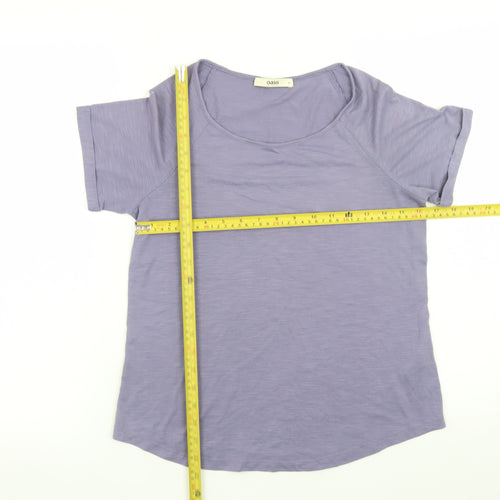 Oasis Women Purple Short Sleeve Basic T-Shirt Size S