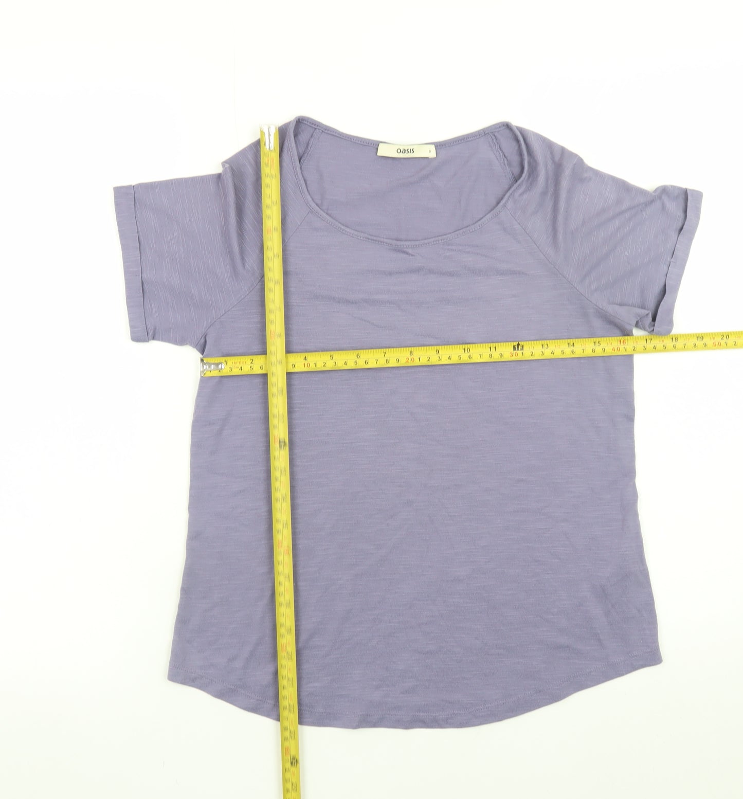 Oasis Women Purple Short Sleeve Basic T-Shirt Size S