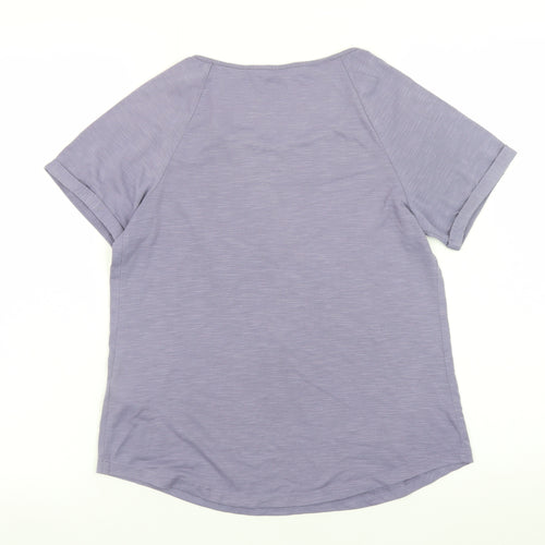 Oasis Women Purple Short Sleeve Basic T-Shirt Size S