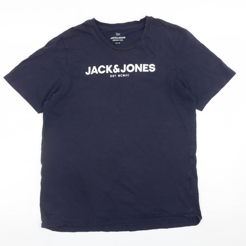 Jack & Jones Boys Navy Blue 16 Years Graphic Print Cotton T-Shirt