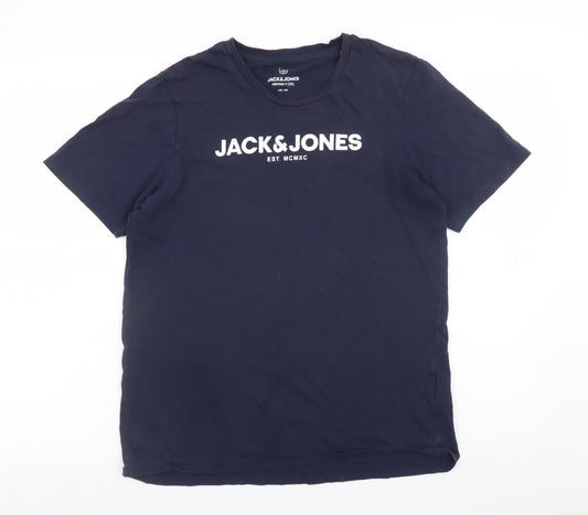 Jack & Jones Boys Navy Blue 16 Years Graphic Print Cotton T-Shirt